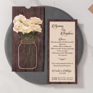 Ahşap Zeminli Kavanozlu Davetiye