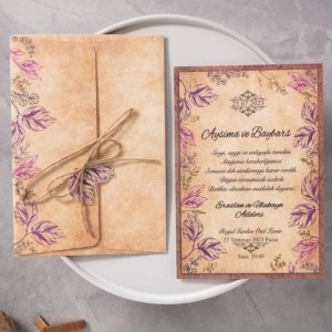 Eskitme Kağıt Görünümlü Davetiye