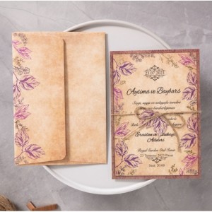 Eskitme Kağıt Görünümlü Davetiye