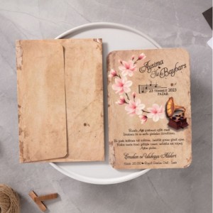 Çiçekli Müzik Temalı Davetiye