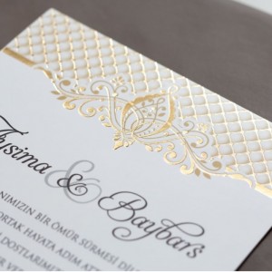 Üstü Yaldız İşlemeli Davetiye