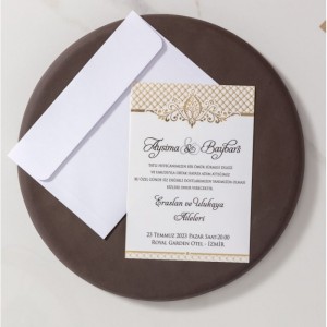 Üstü Yaldız İşlemeli Davetiye