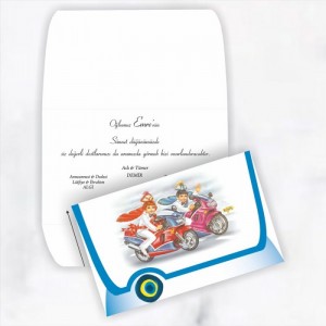 İkili Motorsikletli Sünnet Çocuklu Sünnet Davetiyesi