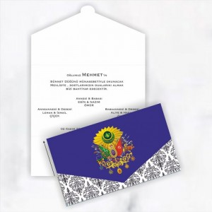 Osmanlı Nişaneli Tuğralı Katlamalı Davetiye