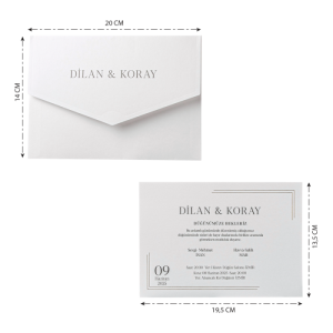 İçi Sade Yaldızlı Çizgili Krem Düğün Davetiyesi