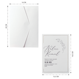 Sade Yaldız Süslemeli Krem Düğün Davetiyesi