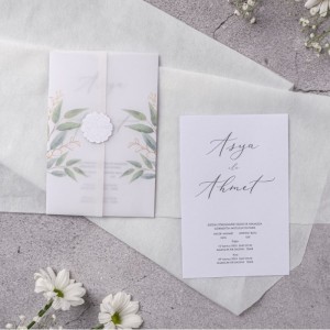 Katlamalı Aydınger Zarflı Etiketli Düğün Davetiyesi