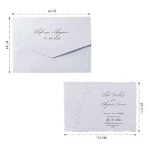 İç Kartın Kenarları Tırtık Kesimli Düğün Davetiyesi