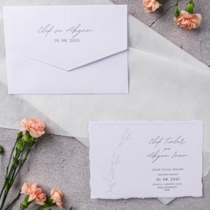 İç Kartın Kenarları Tırtık Kesimli Düğün Davetiyesi