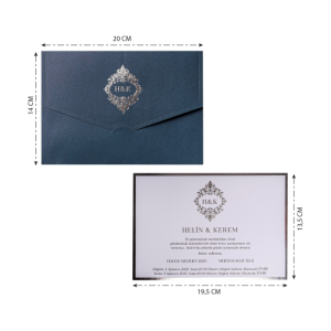 Gri Zarfa Gümüş Yaldız Baskılı Davetiye