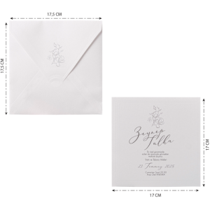 Kare Beyaz Zarflı Sade Desenli Düğün Davetiyesi