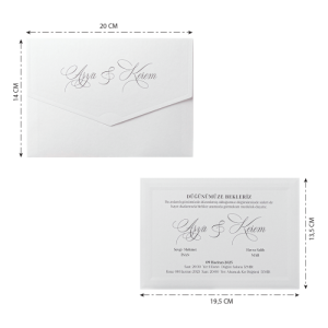 İç Kartın Kenarları Kabartmalı Sade Davetiye