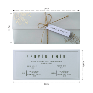 Aydınger Kağıda Çiçek Baskılı İpli Etiketli Davetiye