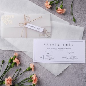 Aydınger Kağıda Çiçek Baskılı İpli Etiketli Davetiye