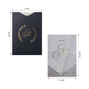 Siyah Zarfa Yaldız Süslemeli Asetat Davetiye