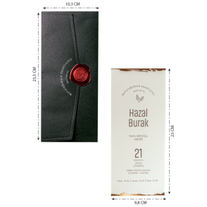 Siyah Zarfa Mühür Görünümlü Etiketli Düğün Davetiyesi