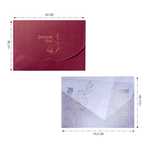 Kahverengi Zarfa Yaldız Baskılı Asetat Davetiye