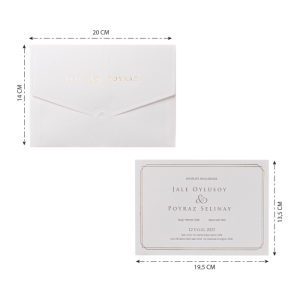 Sade Krem Zarflı Altın Yaldız Baskılı Davetiye