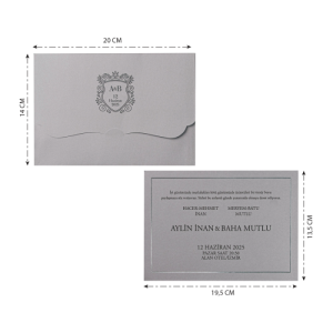 Bej Rengi Özel Kesim Zarflı Sade Düğün Davetiyesi