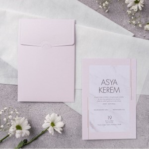 Dikey Tasarım Sade Zarflı Düğün Davetiyesi