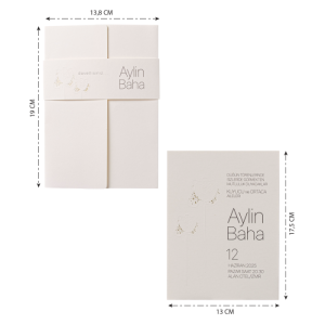 Krem Kağıda Kabartmalı Kuşaklı Sade Davetiye