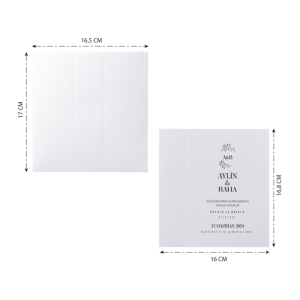 İç Dışı Sade Kabartmalı Sade Düğün Davetiyesi