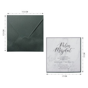 Gri Zarflı Sade Düğün Davetiyesi