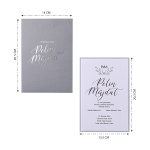 Gri Zarfa Gümüş Yaldız Baskılı Düğün Davetiyesi