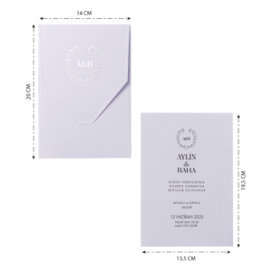 Beyaz Zarfa Yaldız Süslemeli Sade Düğün Davetiyesi