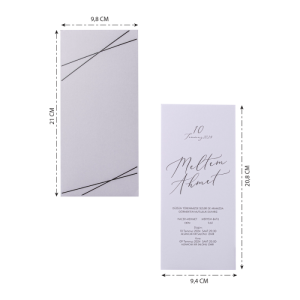 Gri Zarfa Çizgisel Modern Tasarımlı Düğün Davetiyesi