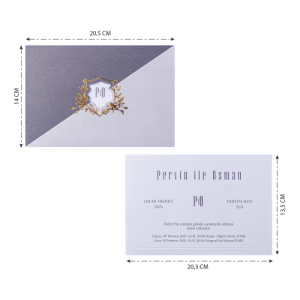 Gri Kombinli Pencereli Yaldız Süslemeli Davetiye