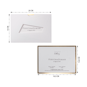 Zarfı Krem Özel Kesim Pencereli Düğün Davetiyesi