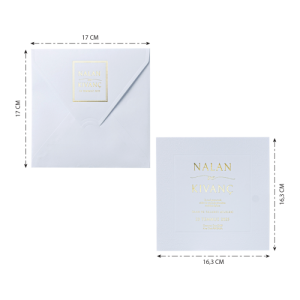 Beyaz Zarfa Yaldız Baskılı Kare Düğün Davetiyesi