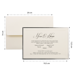 İç Zarfı Bej Rengi Sade Desenli Düğün Davetiyesi
