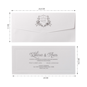 İç Kartın Kenarları Kabartmalı Düğün Davetiyesi