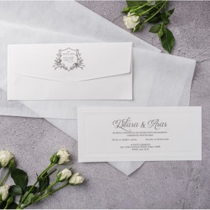 İç Kartın Kenarları Kabartmalı Düğün Davetiyesi