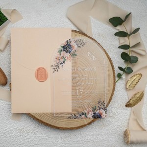 Pembe Zarflı Mühürlü Asetat Davetiye