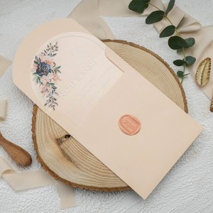 Pembe Zarflı Mühürlü Asetat Davetiye