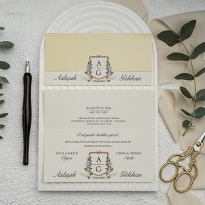 Üstten Katlamalı Krem Davetiye