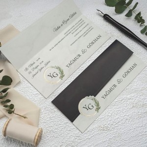 Siyah Beyaz Katlamalı Davetiye