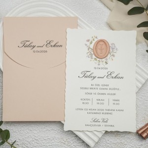 Pembe Zarflı Mühürlü Davetiye
