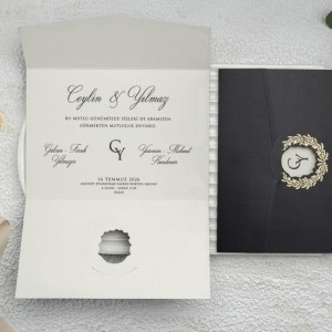 Dışı Siyah Pencereli Katlamalı Davetiye