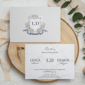 Gri Yatay Pencereli Zarflı Davetiye