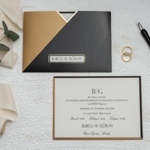 Zarfı V Kesim Yaldızlı Davetiye