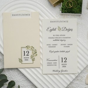 Üstten Kesik Dikdörtgen Zarflı Davetiye