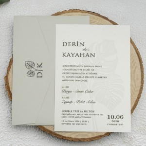 Gri Dikdörtgen Zarflı Davetiye
