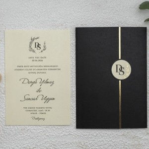 Zarfı Siyah Katlamalı Davetiye