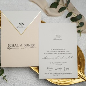 V Kesim Zarflı Özel Tasarım Davetiye