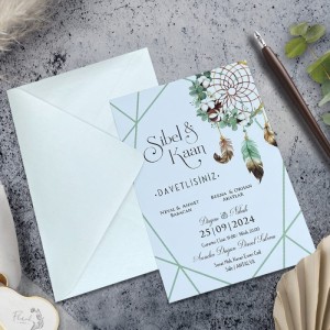 Tüylü Çizgili Tasarımlı Davetiye