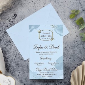 Sade Dikdörtgen Beyaz Zarflı Davetiye